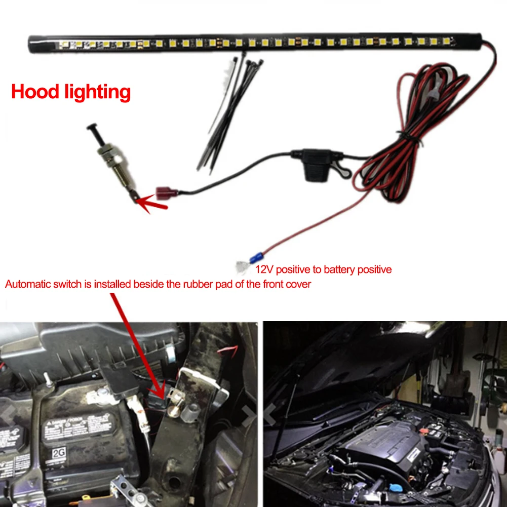 

6500k12v-14v White Under Hood 36led Light Kit With Automatic On/off -universal Fits Any Vehicle Automatic Switch Ties Led Strips