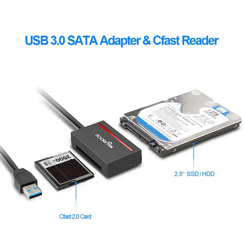 Rocketek CFast 2 0 Устройство чтения USB 3 к SATA адаптеру карта и 5 дюймовый жесткий диск