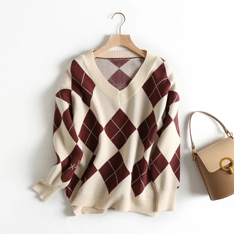 Женский свитер 2019 новый осенний вязаный женский пуловер с v-образным вырезом и