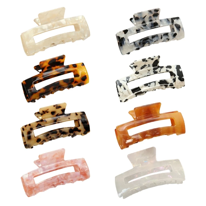 

Minimalist Women Thick Hair Claw Clamp Cellulose Acetate Jaw Clip Hollow Out Rectangle Banana Clip Tortoise Barrettes