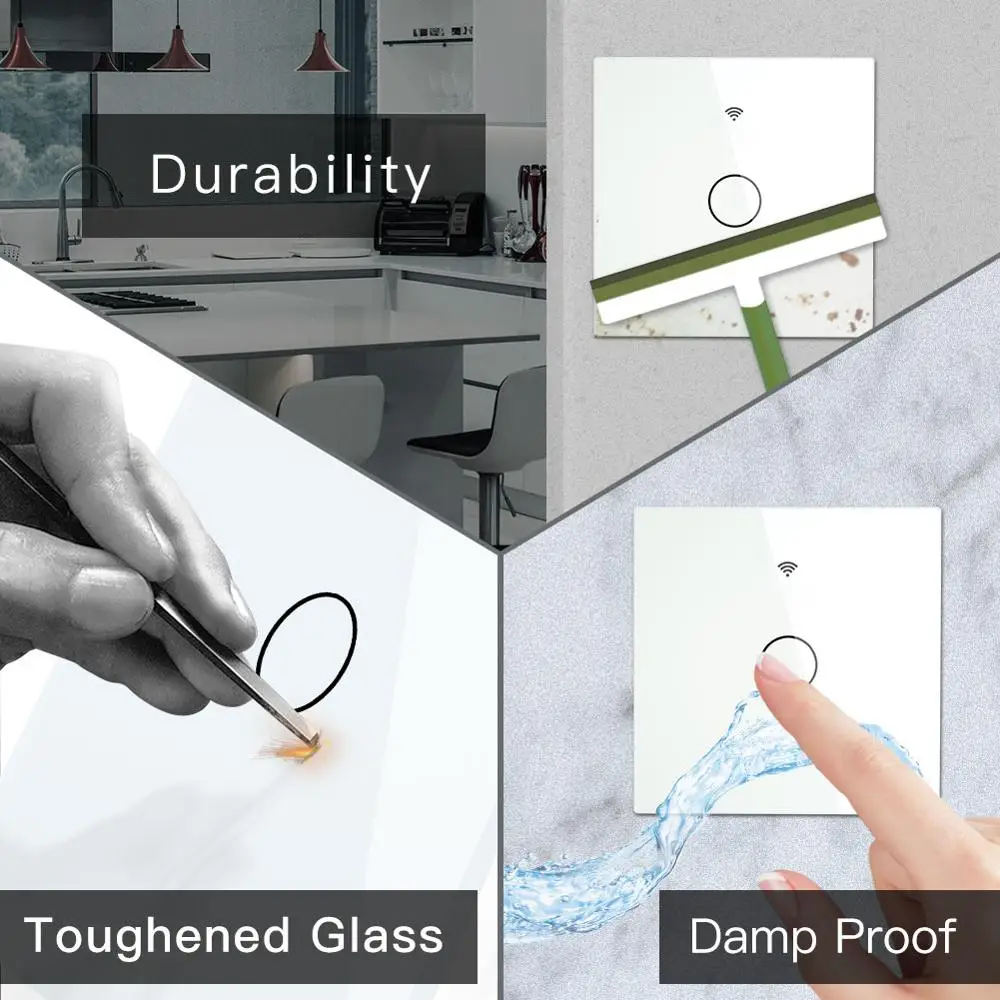 

Tuya WiFi Smart Light Switch 1/2/3/4 Gang Wall Touch Switch EU US Smart Life APP Compatible Control Alexa Echo Google Assistant