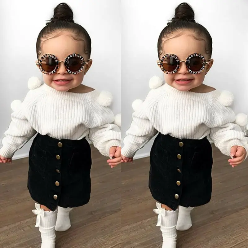 Детская одежда Зимний теплый вязаный белый свитер для маленьких девочек топы +