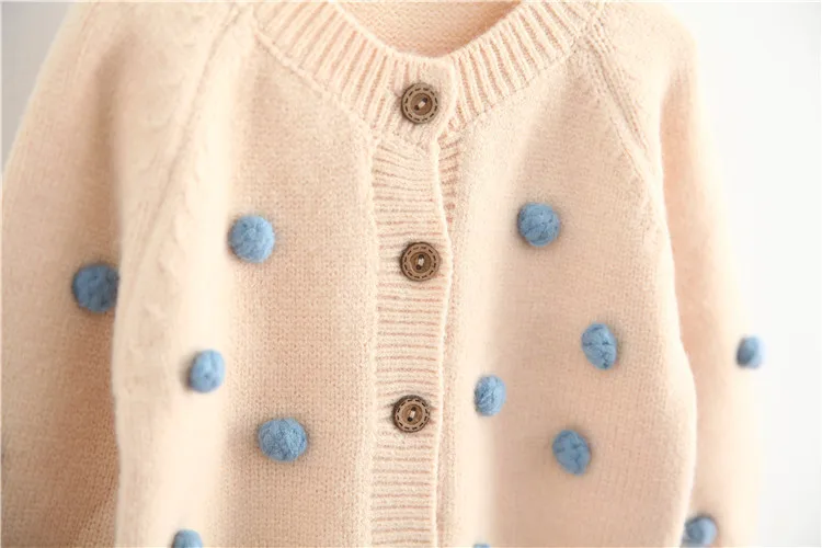 

Autumn Winter cute girls ball sweater cardigans baby girl soft single-breasted sweaters kids clothes outwear