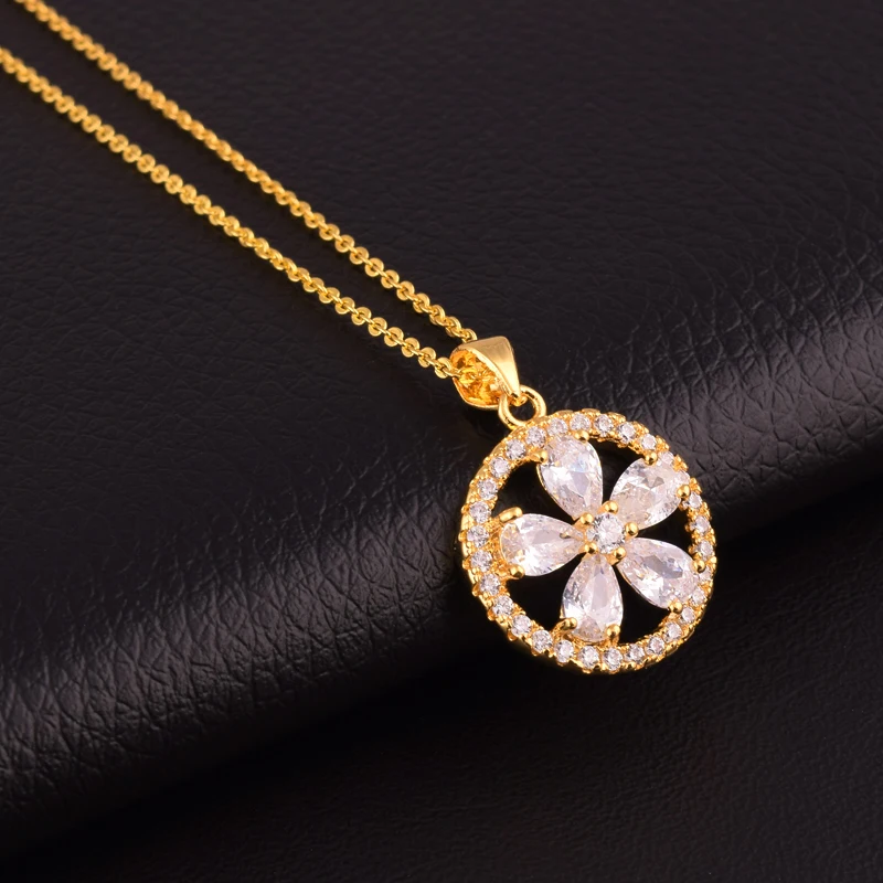 Модная женская золотая цепочка с красивым белым цирконом классическая круглая