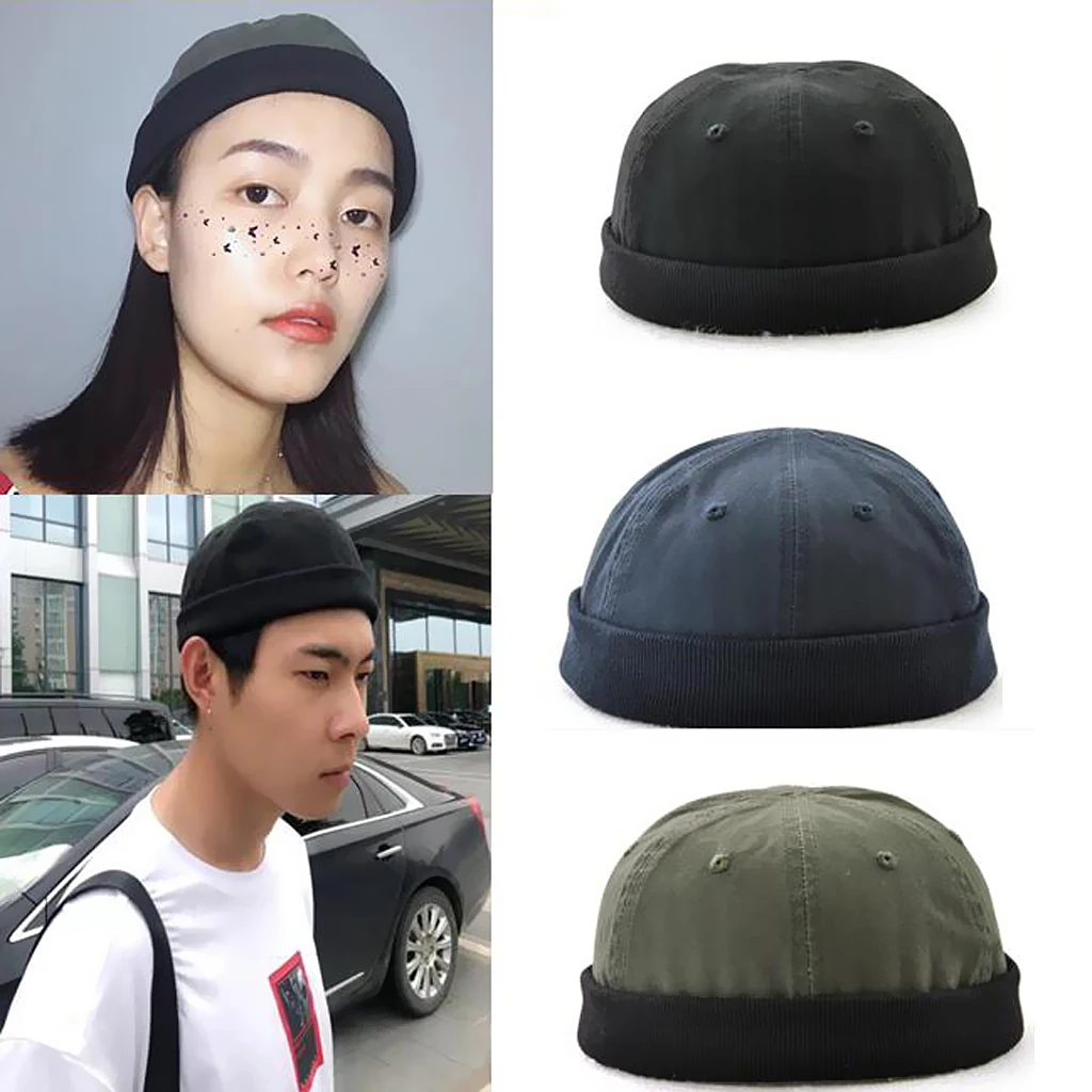 Мужская Шапка бини Docker Leon в стиле ретро из чистого хлопка темно синяя шапка для