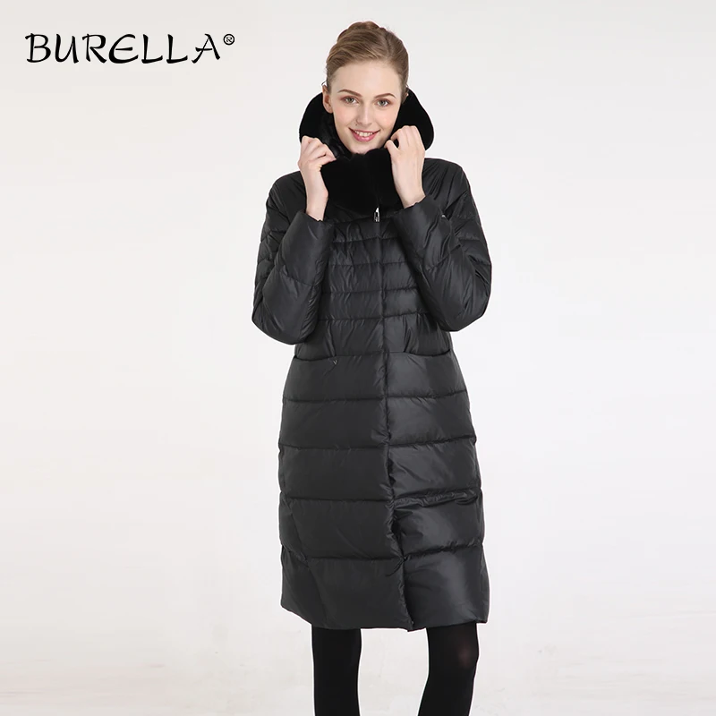 BURELLA 2019 женская зимняя теплая хлопковая куртка с натуральным мехом кролика Рекс
