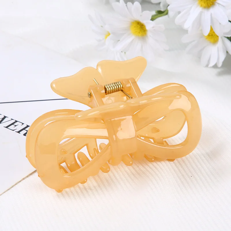 

2021 Candy Color Ins Hollow Cute Bow Catch Clip Fashion Butterfly Top Clip Shark Clip Ponytail Hair Claw