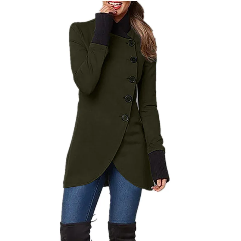 Женская Асимметричная куртка с воротником-стойкой и разрезом | одежда