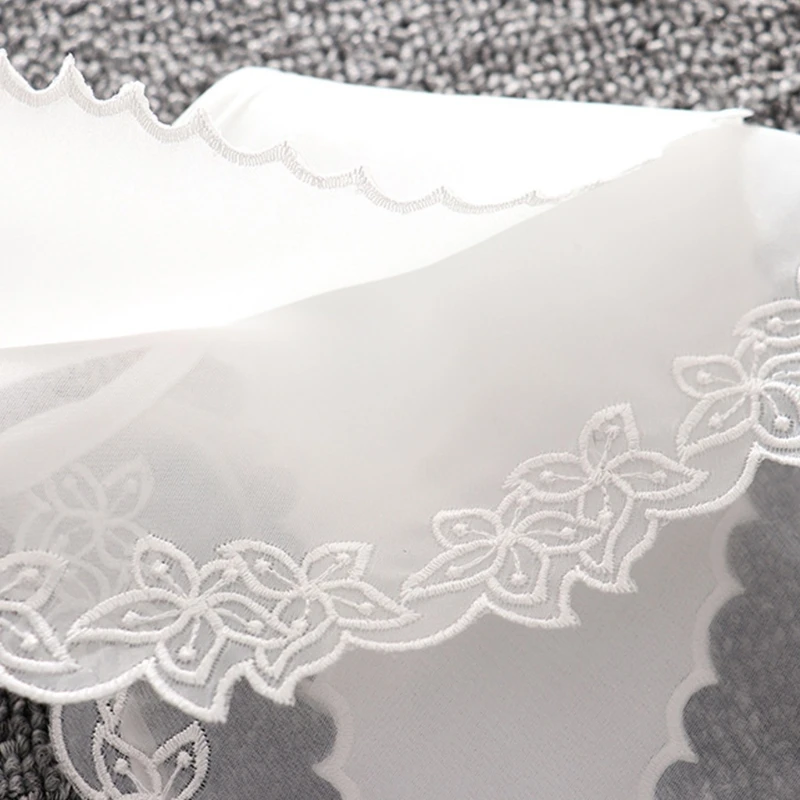 

Double Layer Organza Fake Collar Big Shawl Embroidery Floral Lace Lolita Self-Tie Ribbon Detachable Necklace Capelet