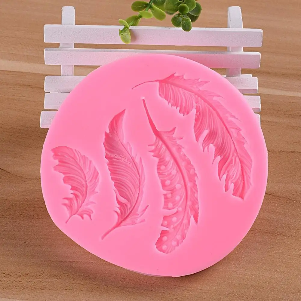 Большие и маленькие пуговицы из силикона с пером форма для мастики инструменты