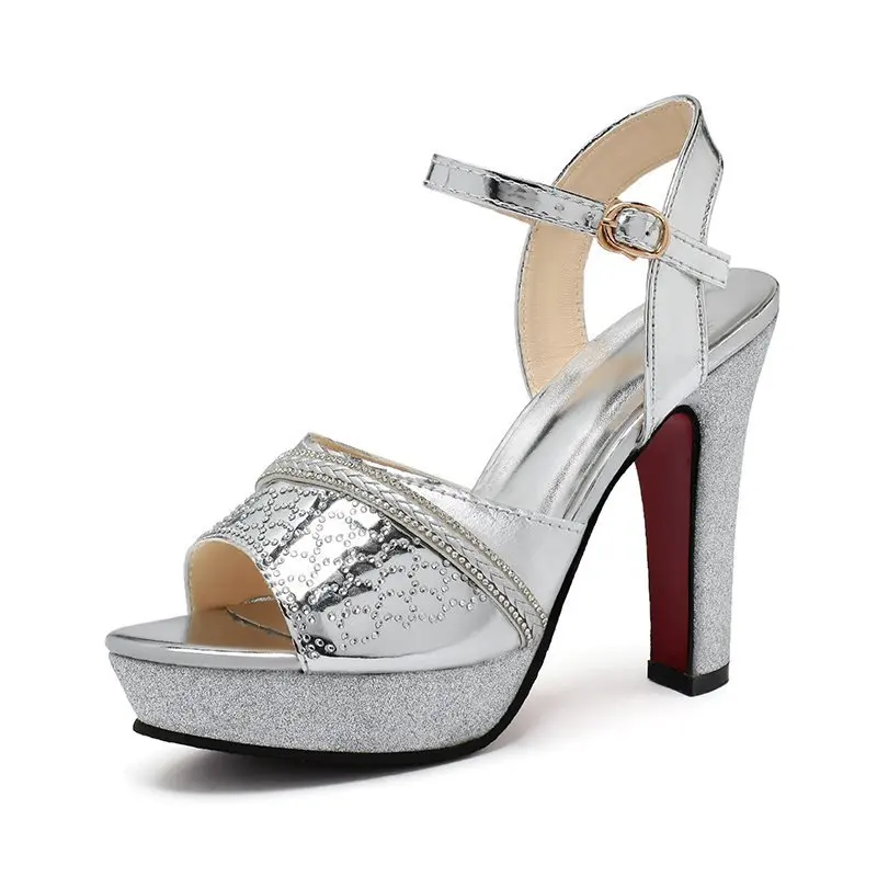 

High Heeled Sandals Women's Summer 2021 New Women's Shoes Fashion Sexy Open Toe Women's Fashion Sandals Pu Upper Material 35-40