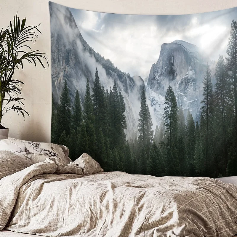 Гобелен горы и лес ткань для спальни гостиной Настенный декор сделай сам
