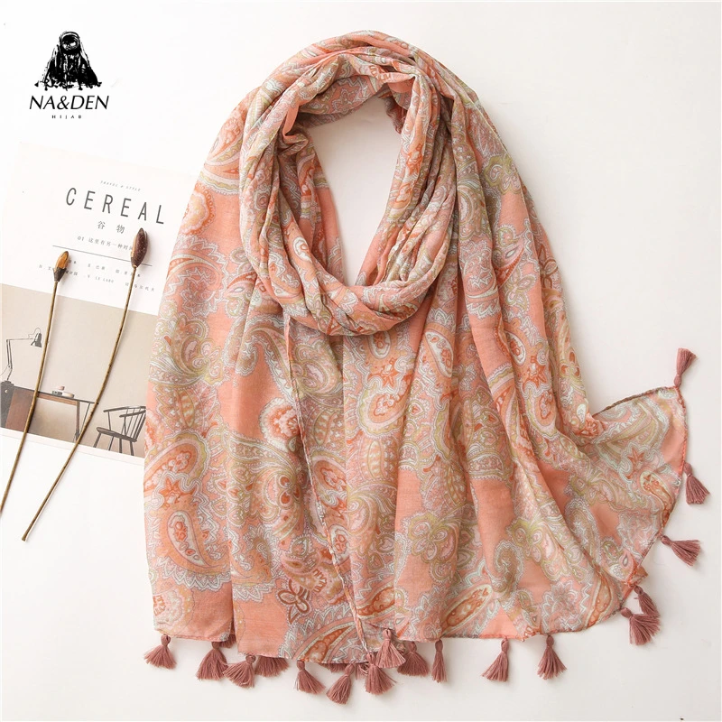 2020 новый цветочный принт вискоза летний шарф с кисточкой модные пляжные накидки