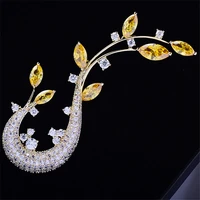 yellow crystal flower vine brooches for women brand designer wedding jewelry simple temperament suit brooch pin luxury corsage