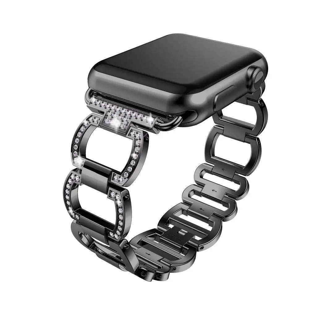 Ремешок из нержавеющей стали для Apple Watch Band горный хрусталь алмазный обруч 38 мм 42 мм серия для Apple Watch 40 мм 44 мм серия 4