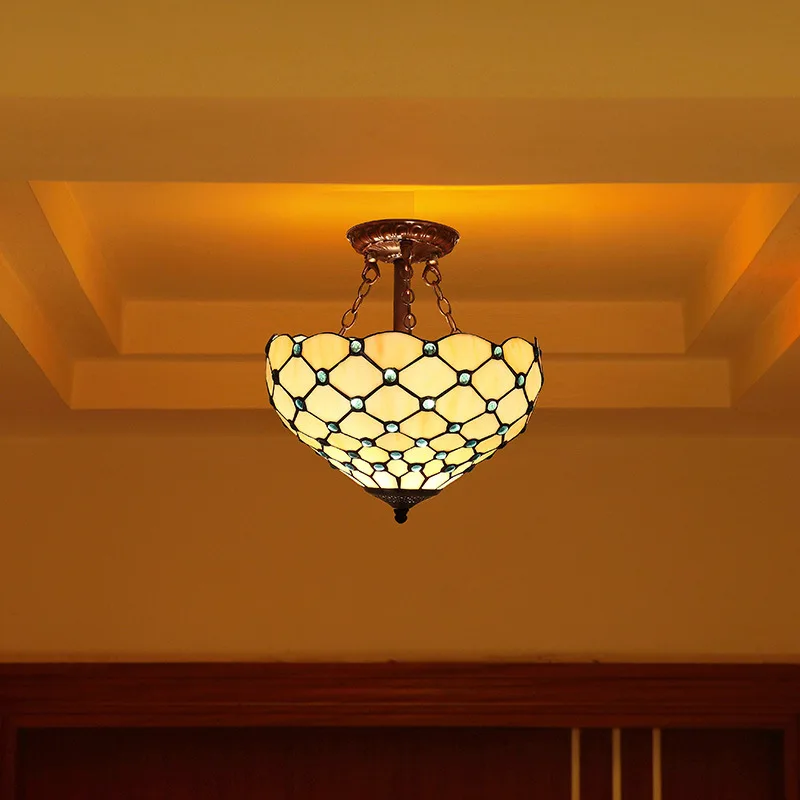 

Tiffany European Modern Simple Xiao Wo Aisle Terrace/patio Hallway Creative Glass Fashion Ceiling Fan Diao Deng luminaire