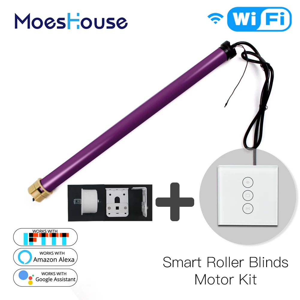 

Motorized Tubular Roller Shade Blinds Shutter Motor Smart Curtain Switch Tuya APP Remote Control Works with Alexa Google Home