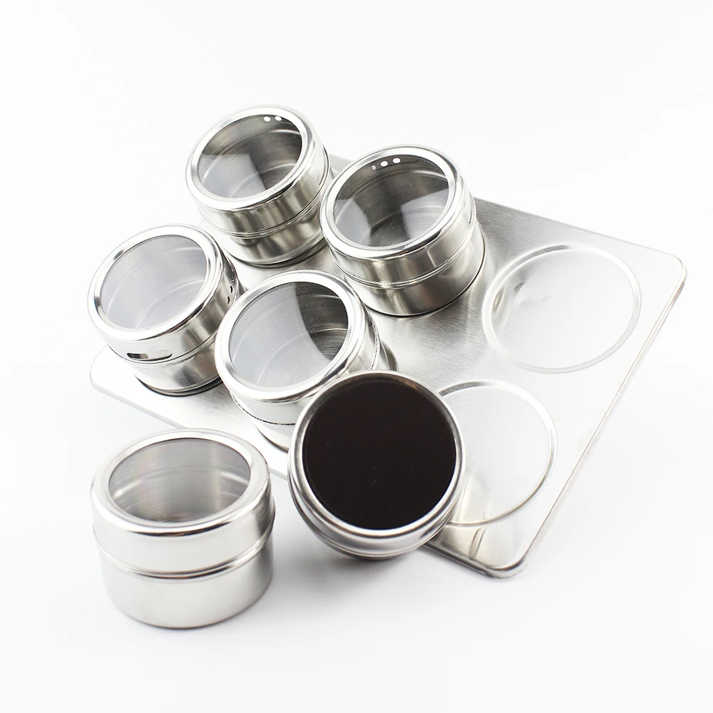 6 шт./компл. Магнитная бутылочка для специй из нержавеющей стали Набор высокого