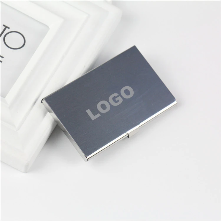 laser engraved logo creative business card case stainless steel metal lid credit card business card holder card metal wallet free global shipping