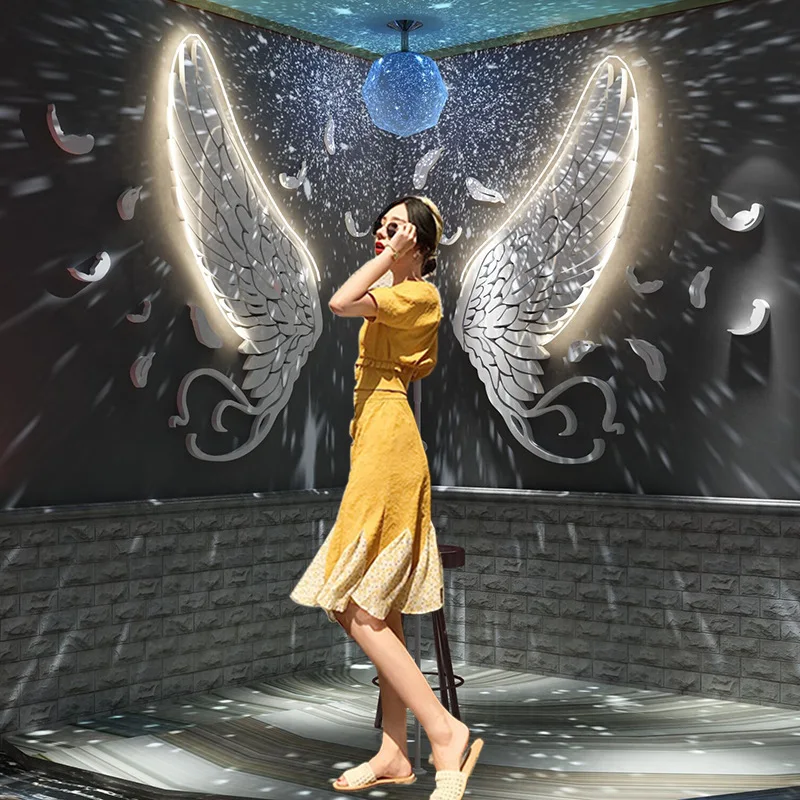 Крылья ангела зеркальные наклейки на стену акриловые самоклеющиеся настенные с