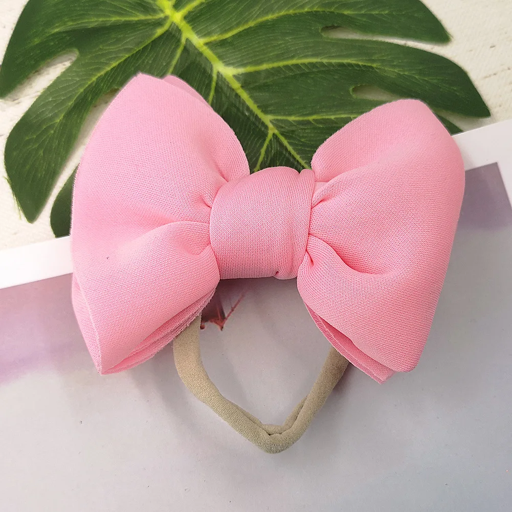 BJ-Pink Детская повязка на голову для маленьких девочек; повязка на голову для девочек; тюрбан для малышей; Детские Луки; повязка на голову с нейлоновым бантом; аксессуары для волос - Цвет: BJ-Pink