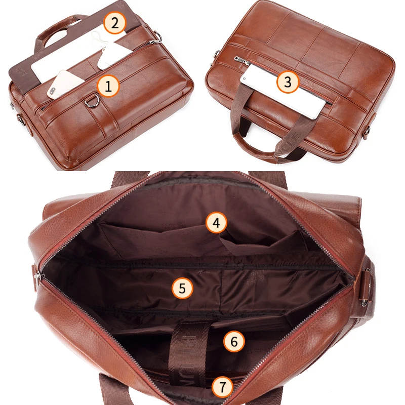 PI UNCLE Genuine Leather Briefcase Cow Crossbody Bag Shoulder Bags Laptop HandBag Office Business | Багаж и сумки