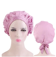 new style ribbon pleated nightcap satin womens headscarf hat simulation silk hair cap chemotherapy hat