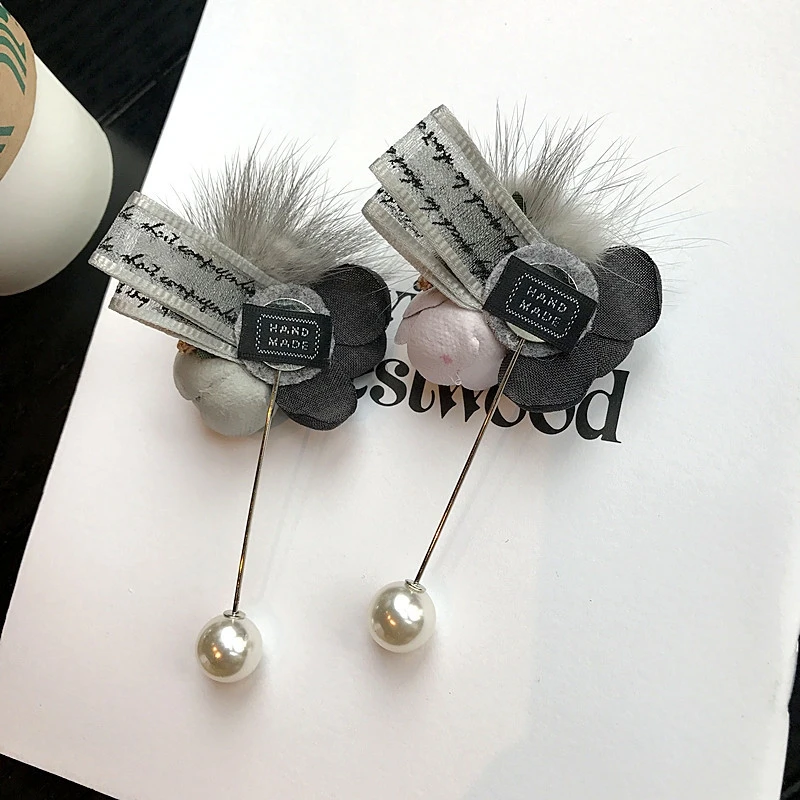 Корейский весенний норковый шар ткань цветок броши с искусственным жемчугом для