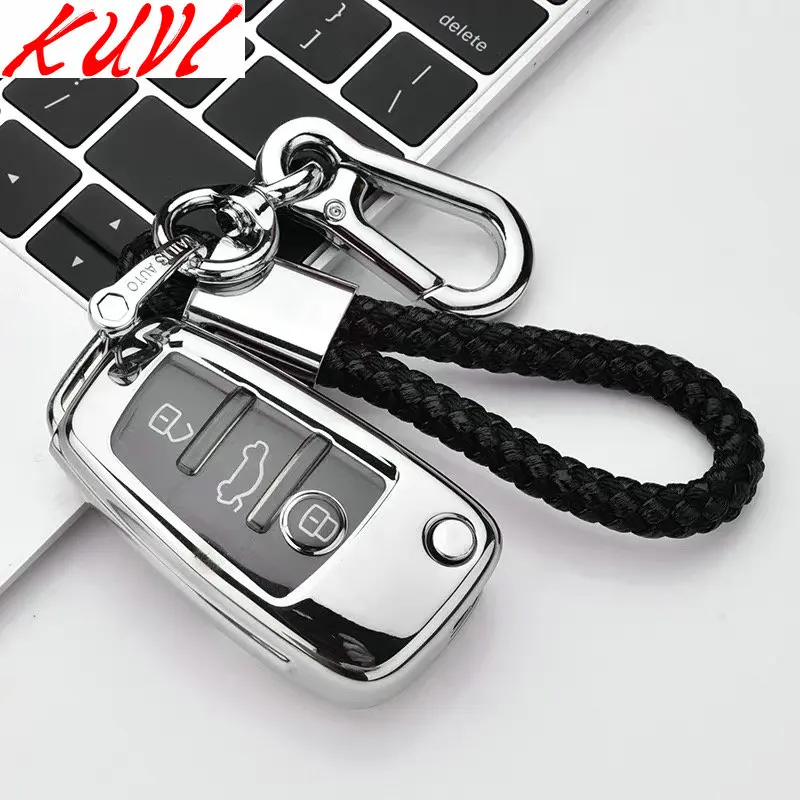 silver with keychain Автомобильный стильный мягкий ТПУ авто ключ полный защитный чехол для Audi C6 A7 A8 R8 A1 A3 A4 A5 Q7 A6 C5 автомобильный держатель оболочки автомобиля-Стайлинг - Название цвета: silver with keychain