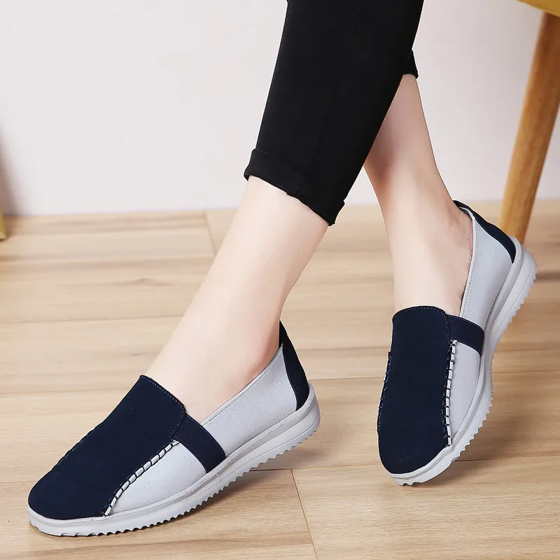 Лоферы женские на плоской подошве балетки без застежки прогулочная обувь