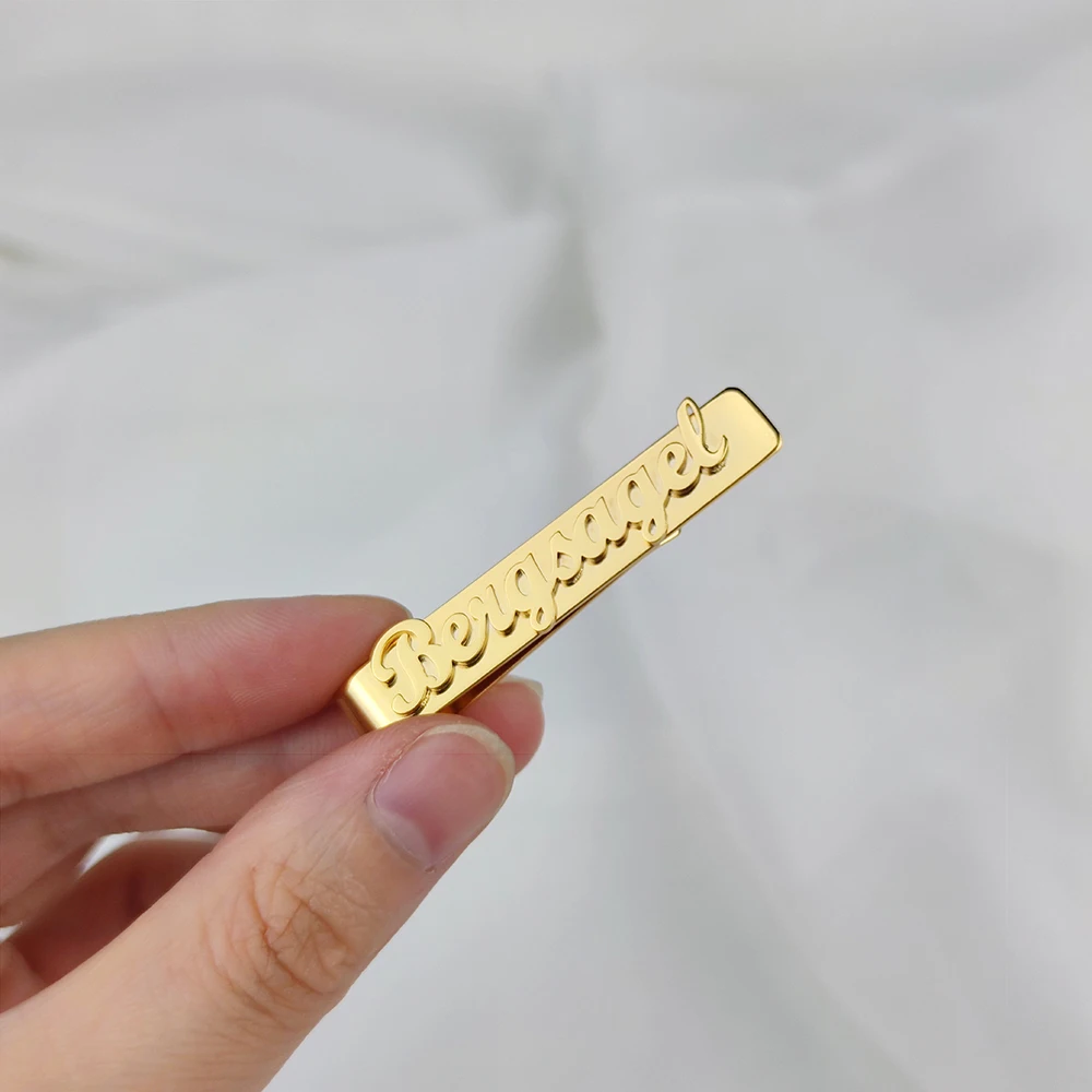 Персонализированный мужской Tiepin с именной табличкой из нержавеющей стали зажим