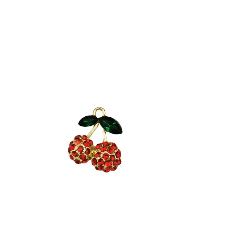 

Sweet and Fresh Red and Green Cherry Three-dimensional Inlaid Zircon Texture Pendant Diy