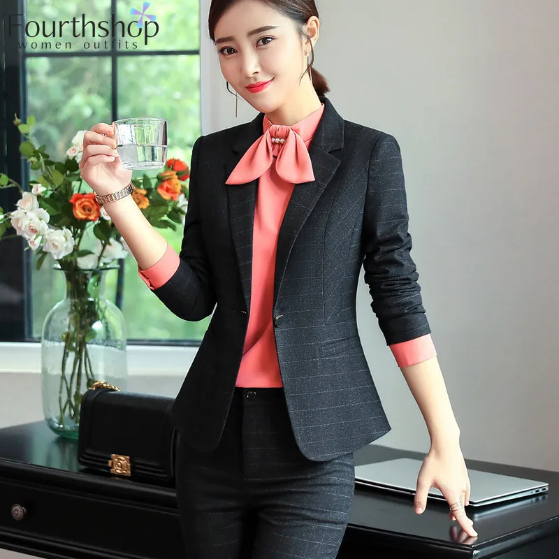 Костюм брючный женский в клетку модный офисный деловой костюм из 2 предметов с