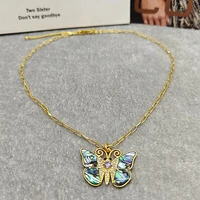 european american special interest design abalone shell diamond butterfly necklace womens simple clavicle chain pendant fashion