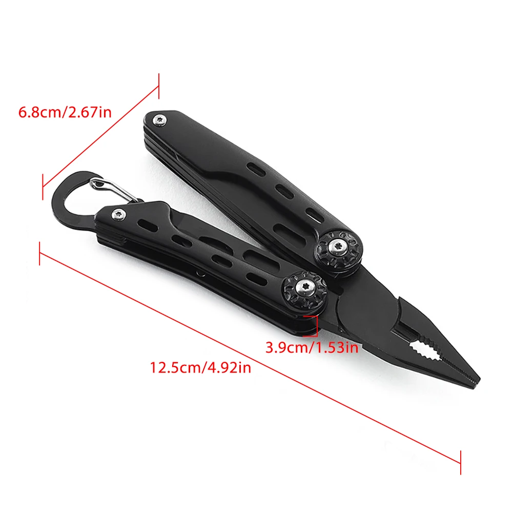 

Multifunctional Pliers Outdoor Foldable Survival Multi Tool Mini Portable Folding Plier Wire Stripper Folding Screw Driver Black
