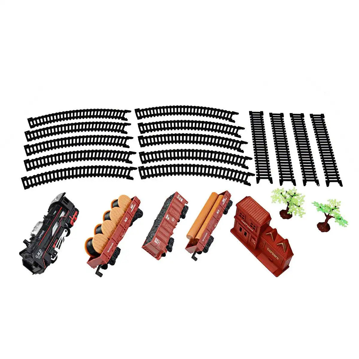 

Classic Electric Trains Rail Car Railway Motorized Train Track Set Model Toy for Kids Children Transportation Building DIY Car