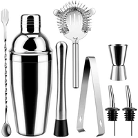 bar cocktail shaker tools set 8 pack brushed stainless steel bartender kit with all bar accessories cocktail strainer