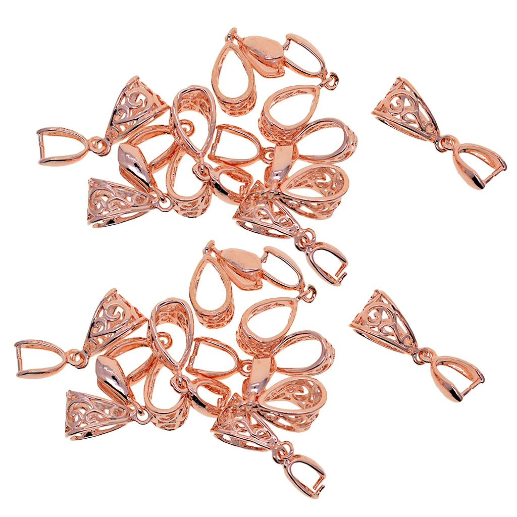 

20pcs Filigree Flower Pendant Pinch Bails Connector DIY Jewelry Findings - Rose Gold Bulk - DIY Necklace