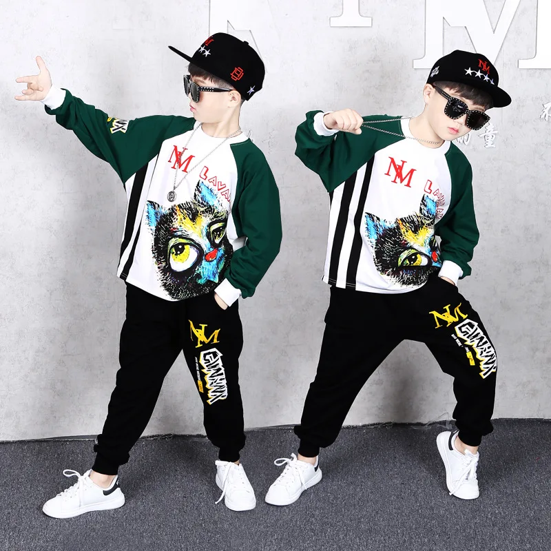 

4-13 Years Kids Clothing Sets Korean Cartoon Print Long Sleeve Sweatshirt Pants Sportswear Big Boys Suits Fashion Child Clothes