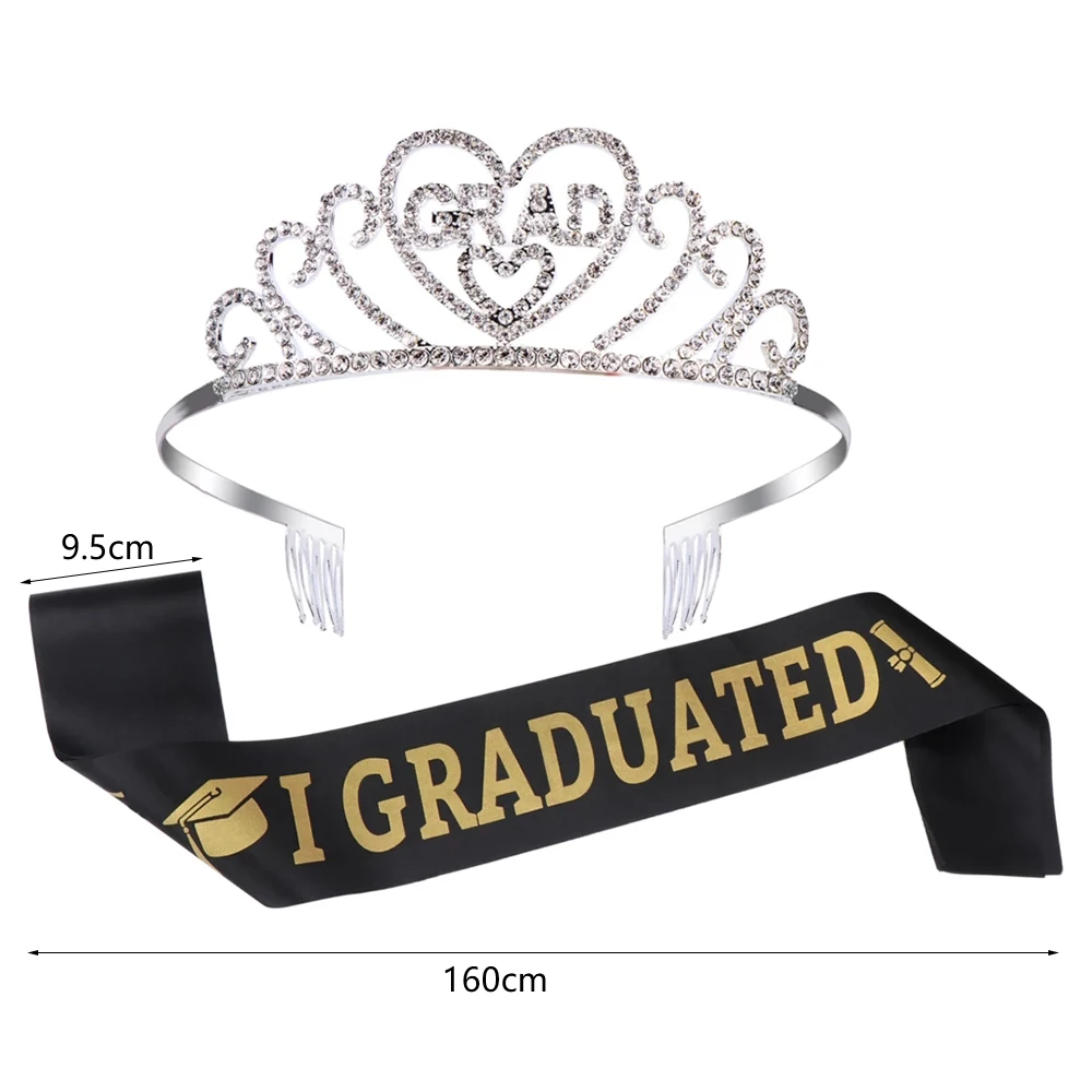 

Graduation Sash Crown Tiara Kit College Grad Decor Graduated Party Decorations Supplies for Performance Friend Schoolmate