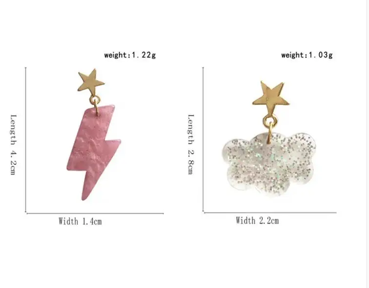 Серьги женские Асимметричные в виде облака с молнией|Серьги-подвески| |