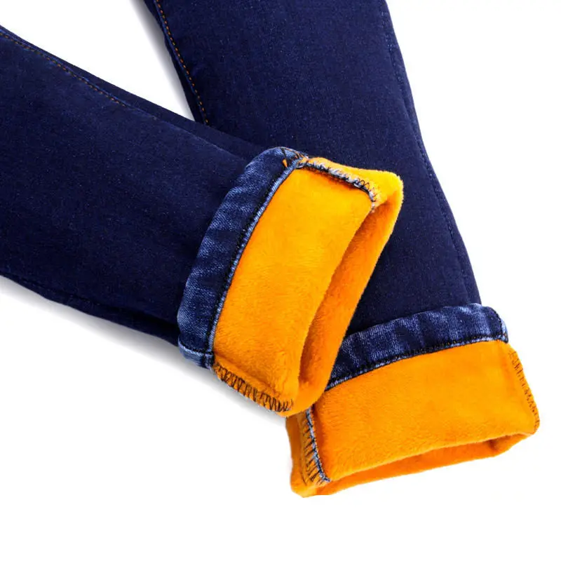Blue jeans Винтажные вельветовые джинсы с высокой талией женские джинсовые узкие брюки теплые плотные Джинсы бойфренда Femme Повседневные уличные джинсы для мам Q1865 - Цвет: Blue jeans