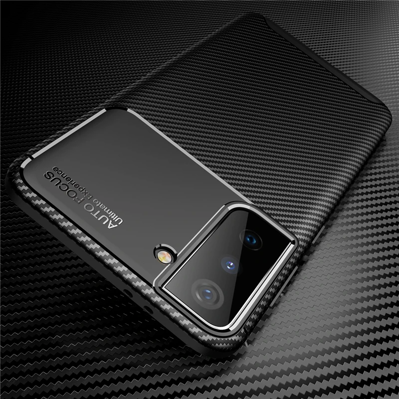 For Samsung Galaxy S21 Case Cover Soft Silicone Shockproof Bumper Matte Carbon Fiber Phone Back Case Cover For Samsung S21 5G