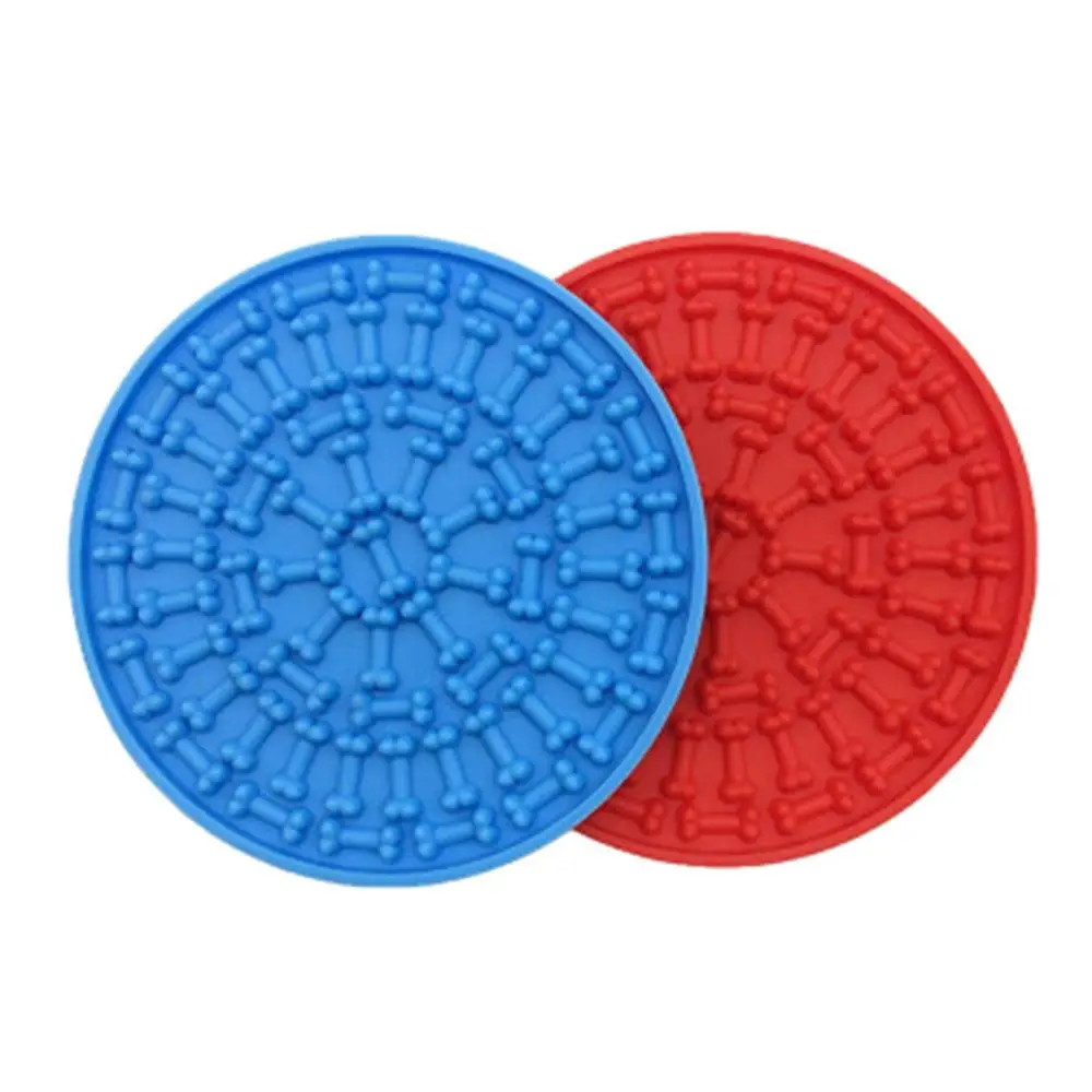 

Pet Lick Mat Bone Pattern with Super Suction Novelty Food Grade Silicone Creative Grooming Pet Slow Feeder Dog Lick Pad Bathing