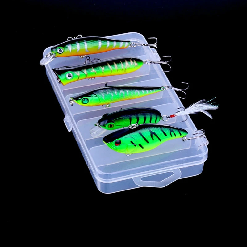 

5 Green Boxed Luya Bionic Bait Set Wave Grill VIB Pencil Mino Rock Lures Fishing Lure Set Fishing Lures