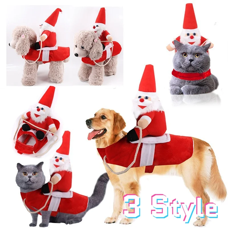 

Christmas Riding suit Dog Sets Santa Claus Pet Costume for Small Medium Large Pet Dog Carrying Costume Pet Clothes for Party