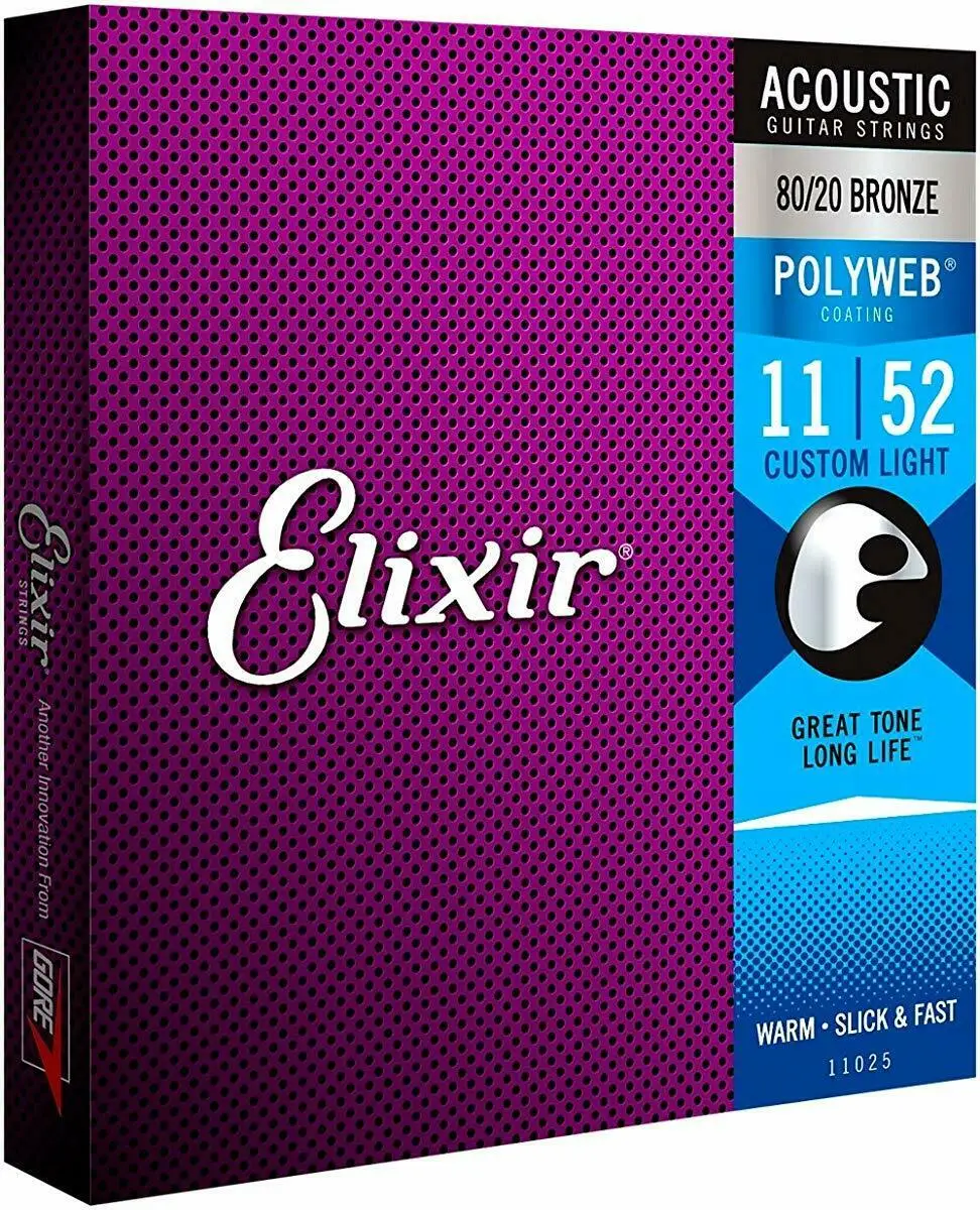 Струны для акустической гитары Elixir 011-052 из нержавеющей стали 11025 покрытие
