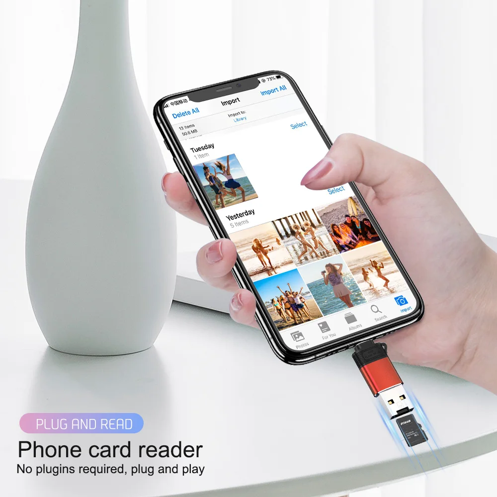 USB OTG адаптер для Lightning/Micro SD/TF Card Reader iPhone 11 Pro Max/XR/X/8/7/6 s/6 s Plus/iPad | Мобильные телефоны и
