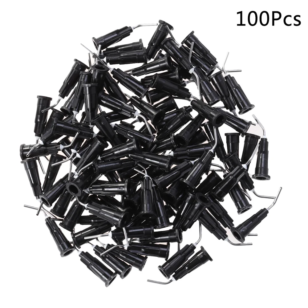

100PCS Resin Bent Needles Tip Disposable Composite Needles Cleaning Tool (18G 1.2MM Black)
