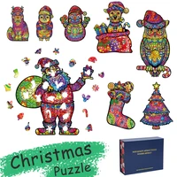 christmas series unique animal 3d wooden puzzle adult jigsaw puzzle gift wrapping box puzzle children wooden christmas toy gifts